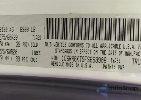 2015 Ram 1500 Express z USA, uszkodzony, nr VIN 1C6RR6KT9FS668908